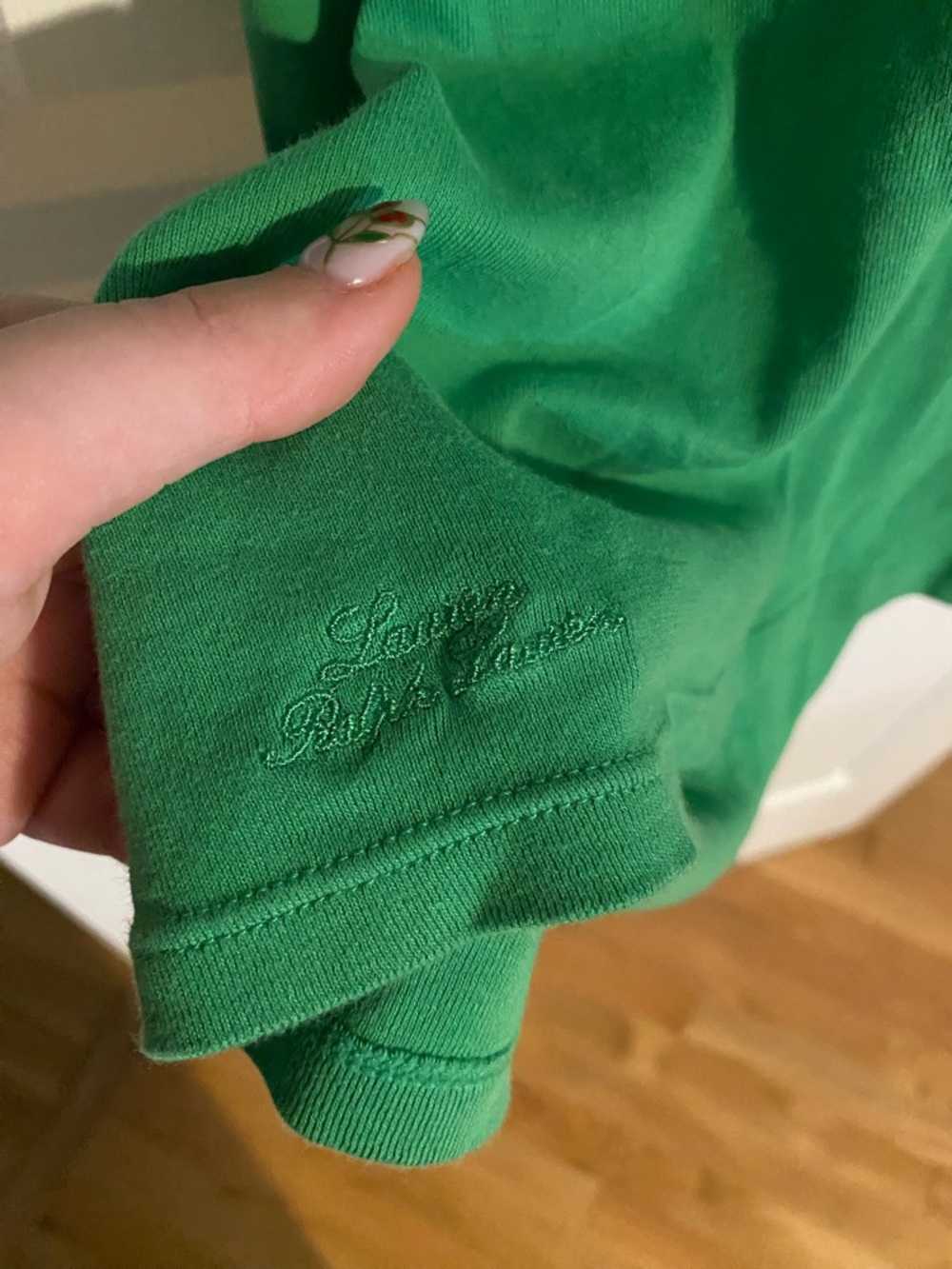 Lauren Ralph Lauren Emerald Green V-Neck Short Sleeve Top - Picture 3 of 3
